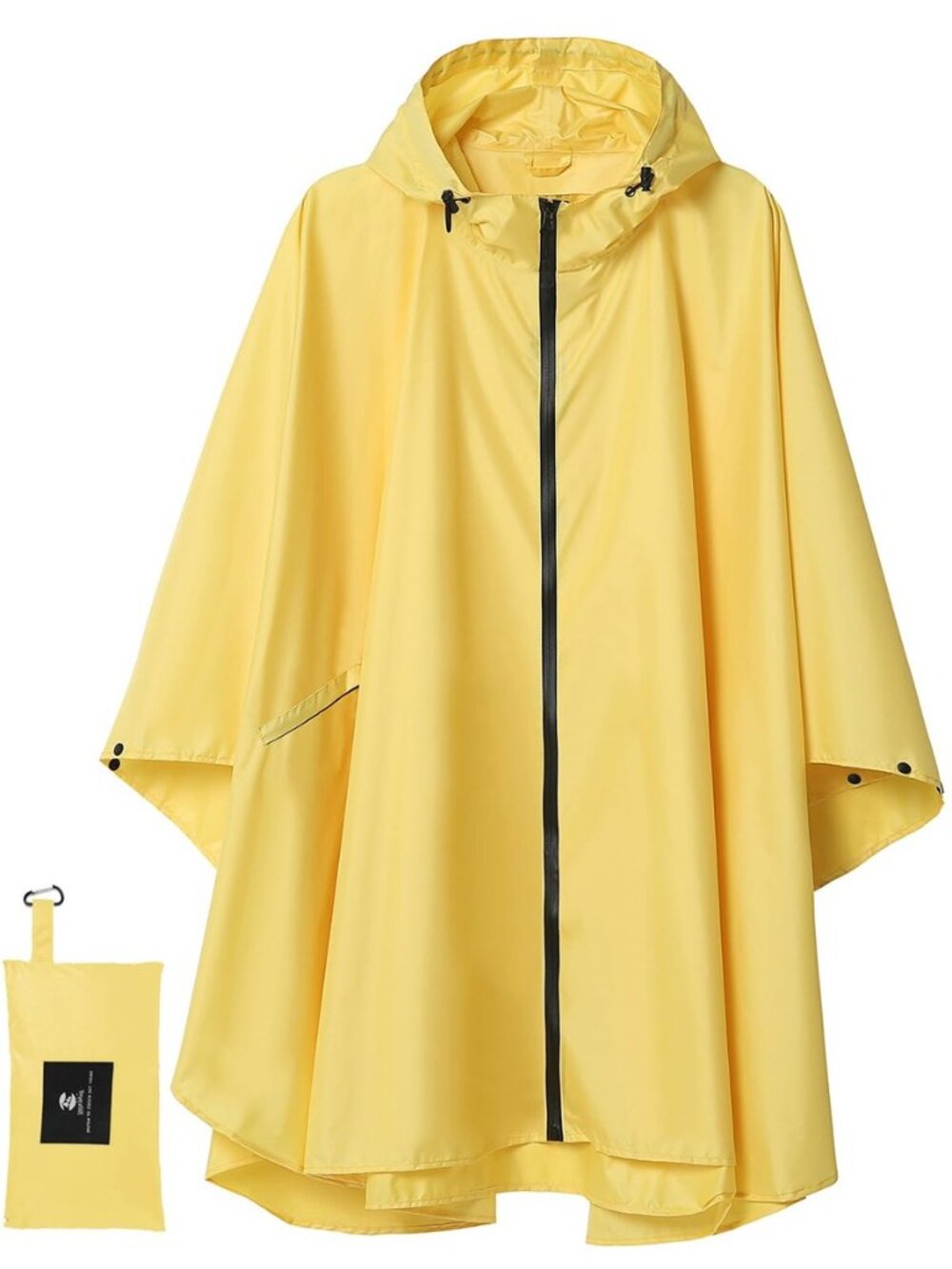Adult Rain Poncho Waterproof Hooded Zipper Raincoat with Pockets